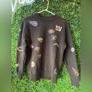 Team Apparel Black NFL Logo Crewneck Sweater